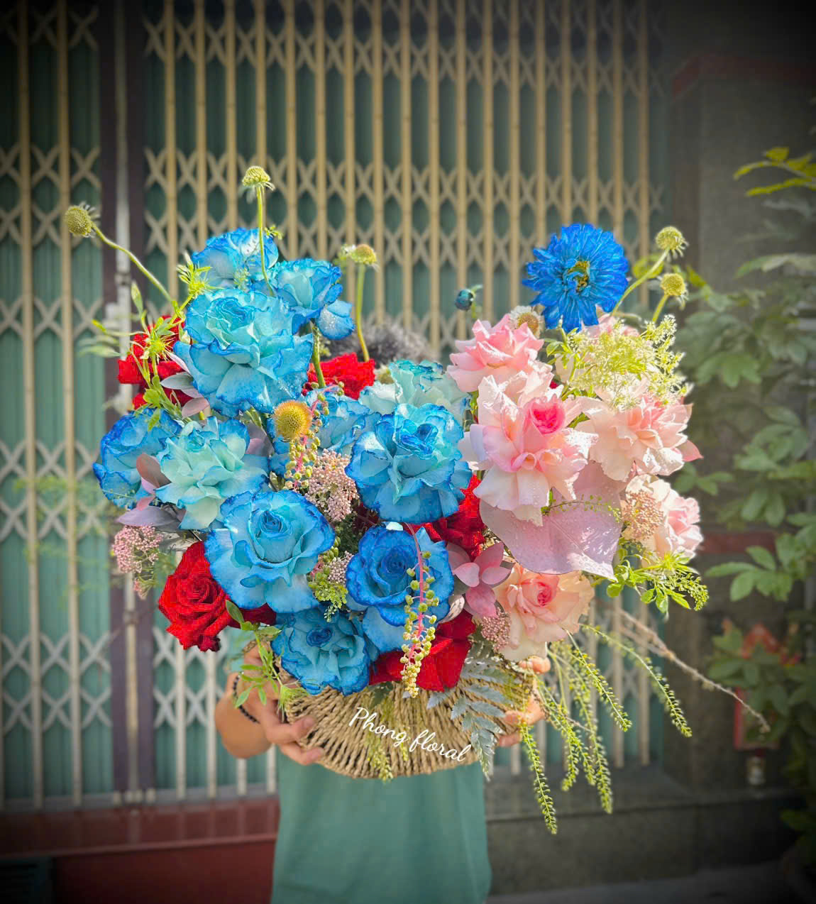 Giỏ Hoa Xanh 