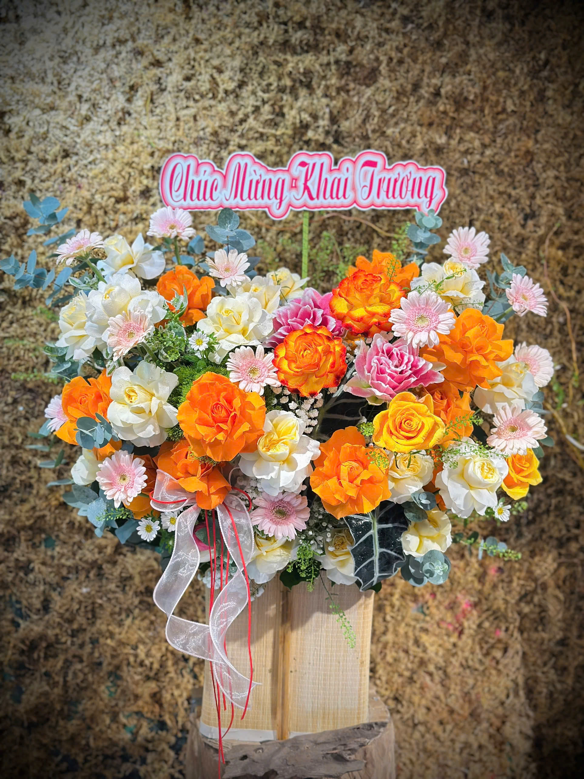 GIỎ HOA MIX CAM VÀNG